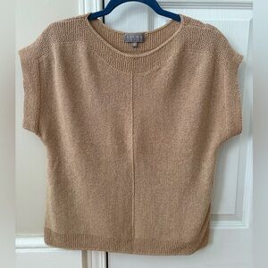 Laura Petites Sleeveless Knit Sweater Top in Camel/Tan